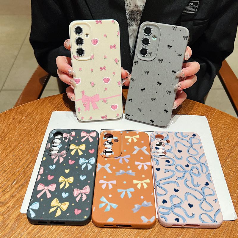 Colorful Bowknots Print Case For Samsung S26 S25 Ultra S24 S23 S22 S21 FE A15 A35 A55 A16 A36 A56 A17 A18 A37 A57 5G Leather Texture Soft Cover