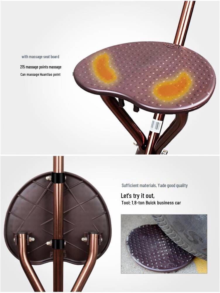 Lightweight Aluminum Walking Stick Stool with Seat - Non-Slip, Folding, and Triangular Design