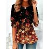 Women's Long Sleeve Crew Neck Pink Floral Glitter Print Casual T-Shirt, Regular Tops for Spring Summer Daily Party Wear