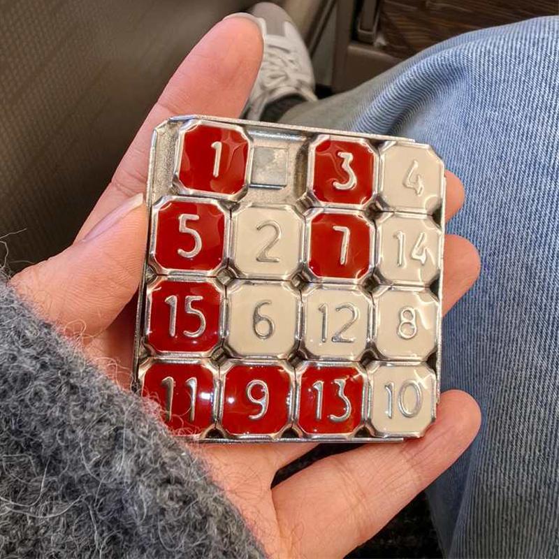 Metall Gehirnjogger 1-15 Zahlen Schiebepuzzle für Erwachsene Jugendliche Kinder IQ Test Digitale Huarong Straße Lernspielzeug