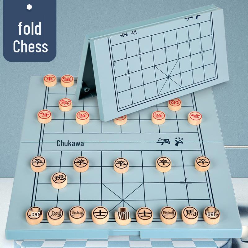 Five-in-a-Row Folding Educational Board Game for Kids: Tabletop Chess, Checkers, Flying Chess, and Go.