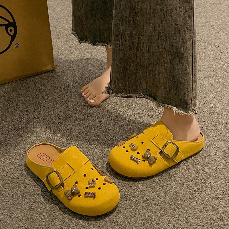 Baotou Crocs Half-slippers Women's Spring Shoes Retro Breathable One-foot Flip-flops