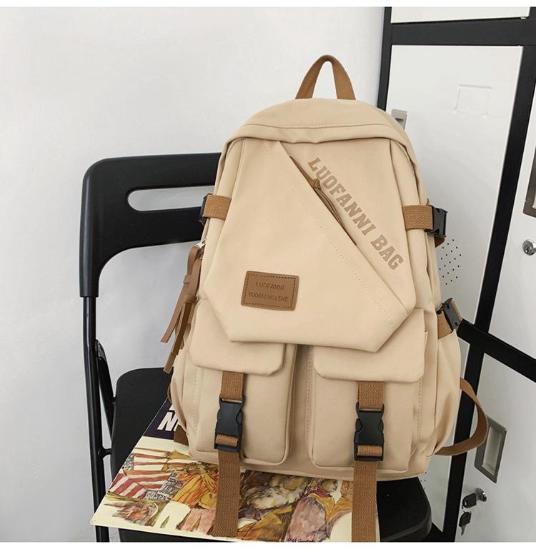 

2025 Women s Casual Minimalist Backpack: Korean Harajuku Style, Large Capacity Fashion Trend Schoolbag One Size