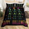 Sugar Skull King Queen Duvet Cover Funny Skeleton Halloween Bedding Set Gothic Spooky Bone Quilt Cover Polyester Comforter Cover