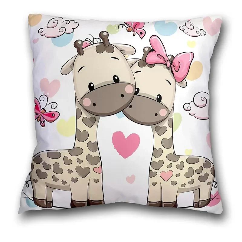 Anime Cat and Dog Pillow Pillowcase Home Sofa Car Waist Cushion Cover Nordic Cartoon Animal Whale Zebra