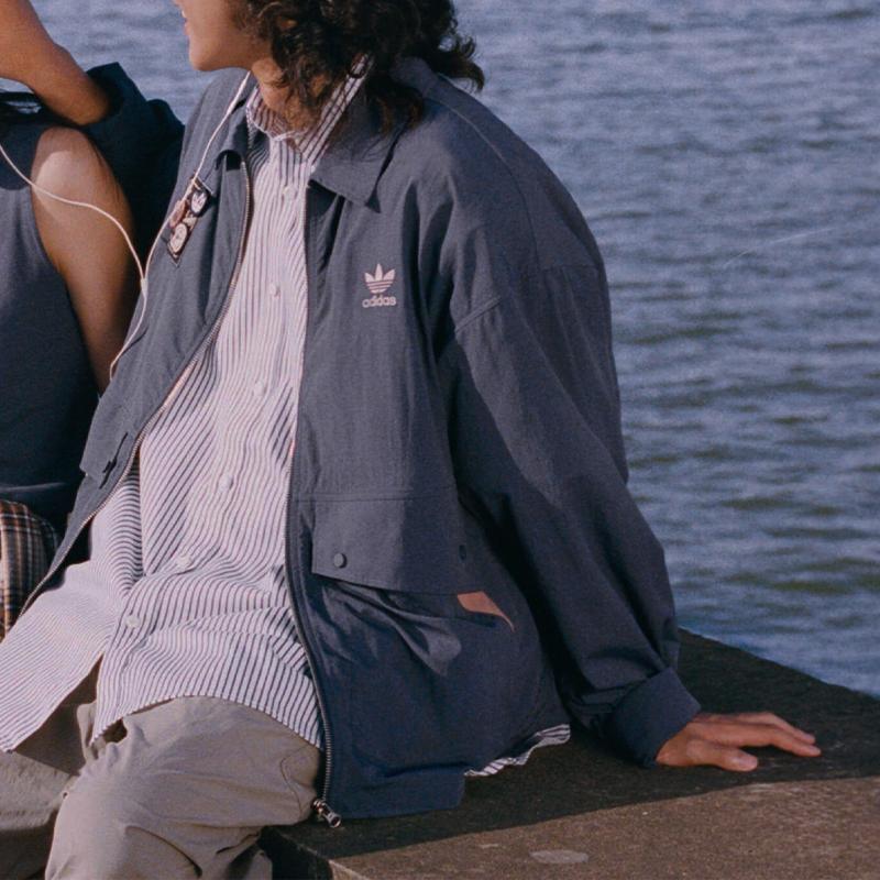 Adidas Originals X Chang Chang Xiong Collaboration SS23 Solid Color Flap Pocket Label Logo Zip Collar Jacket Men Jacket Navy IS0644