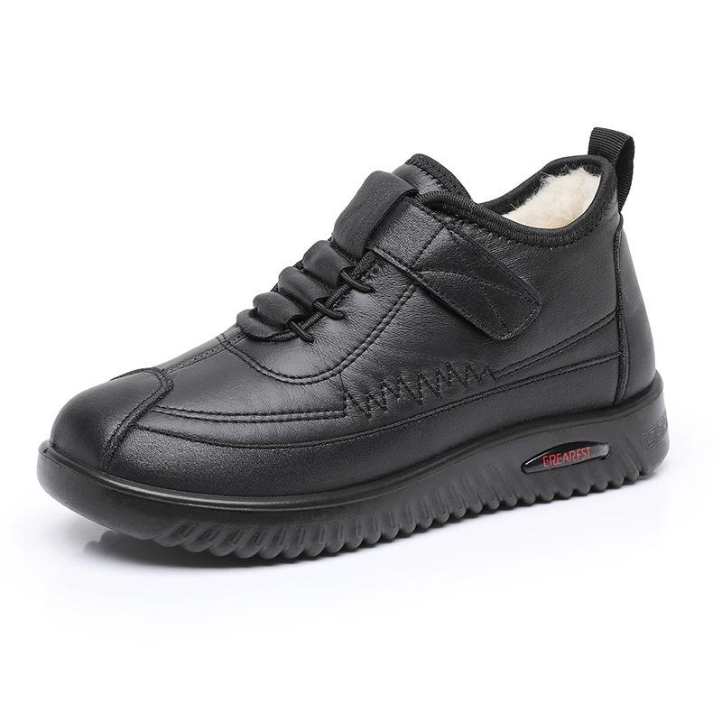 

2025 Новые зимние женские хлопковые ботинки Нескользящие Удобные Мамины хлопковые туфли Флисовые Теплые Для среднего и пожилого возраста Зимние ботинки 41 чёрный