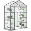 Garden Greenhouse, 4-Tier with Shelves, Steel Frame, 143 X 73 X 195 Cm, Transparent