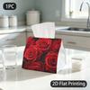1pc Tissue Box, Realistic Red Roses Dew Romance Pattern, 2D Flat Printing, Multi-Use, Portable, Tissue Organizer, for Home