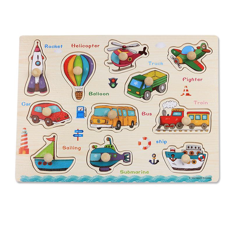 Montessori Toy Wooden Shape Peg Puzzle Educational Games For Babies Development 2 3 4 Years Children Hand Scratch Board Toy Game
