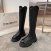Platform Thick Heels Women Knee High Boots Fashion Stretch Slim Long Booties Street Style Winter Design Shoes  De Mujer