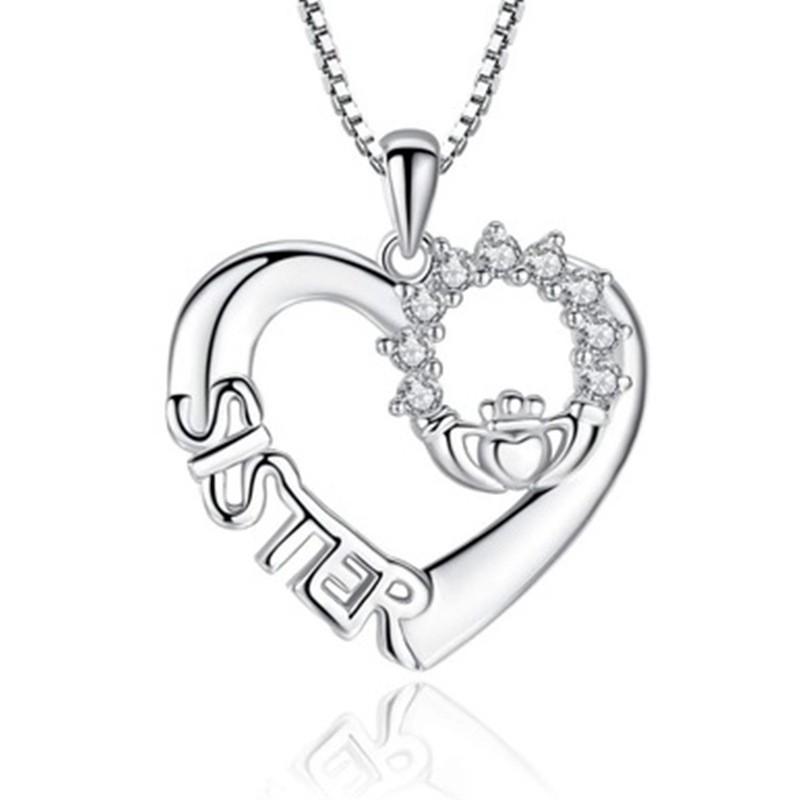 Accessories, Blue Purple Crystal Heart Collarbone Chain Fashion Two-Tone Necklace Summer Fresh Girl