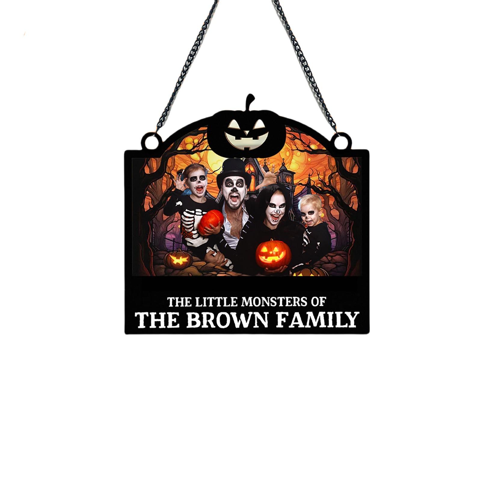 

Personalized Custom Photo Halloween Party Layout Hanging Ornaments Decorative Horror Atmosphere Props Wooden Plaque One Size