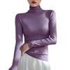 Threaded Cotton High-neck Base Shirt for Women Long-sleeved T-shirt Autumn and Winter Clothes Slim Fit and Shoulder Top