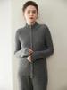 Women's Winter 2026 Double Zipper Slimming Cashmere Cardigan - Half-High Collar Ribbed Gentle Style Outerwear