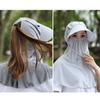 Flower Wide Brim Bucket Cap Sunscreen Tea Picking Cap Breathable Bucket Hat with Mask  Outdoor