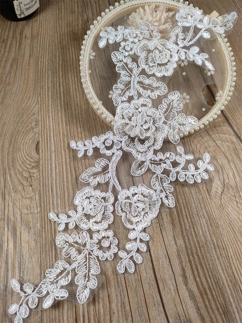 

European Embroidery Float Bone Lace To Flower, Handmade Diy Material Wedding Dress Veil Wedding Shoes Lace Accessories White one flower price beige