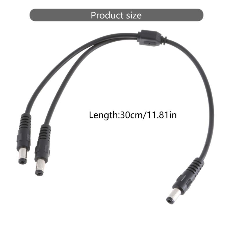 DC5.5x2.1mm Splitter Power Cable 18AWG Male to 2 Male Connectors for Security Cameras, LED Lights 30CM