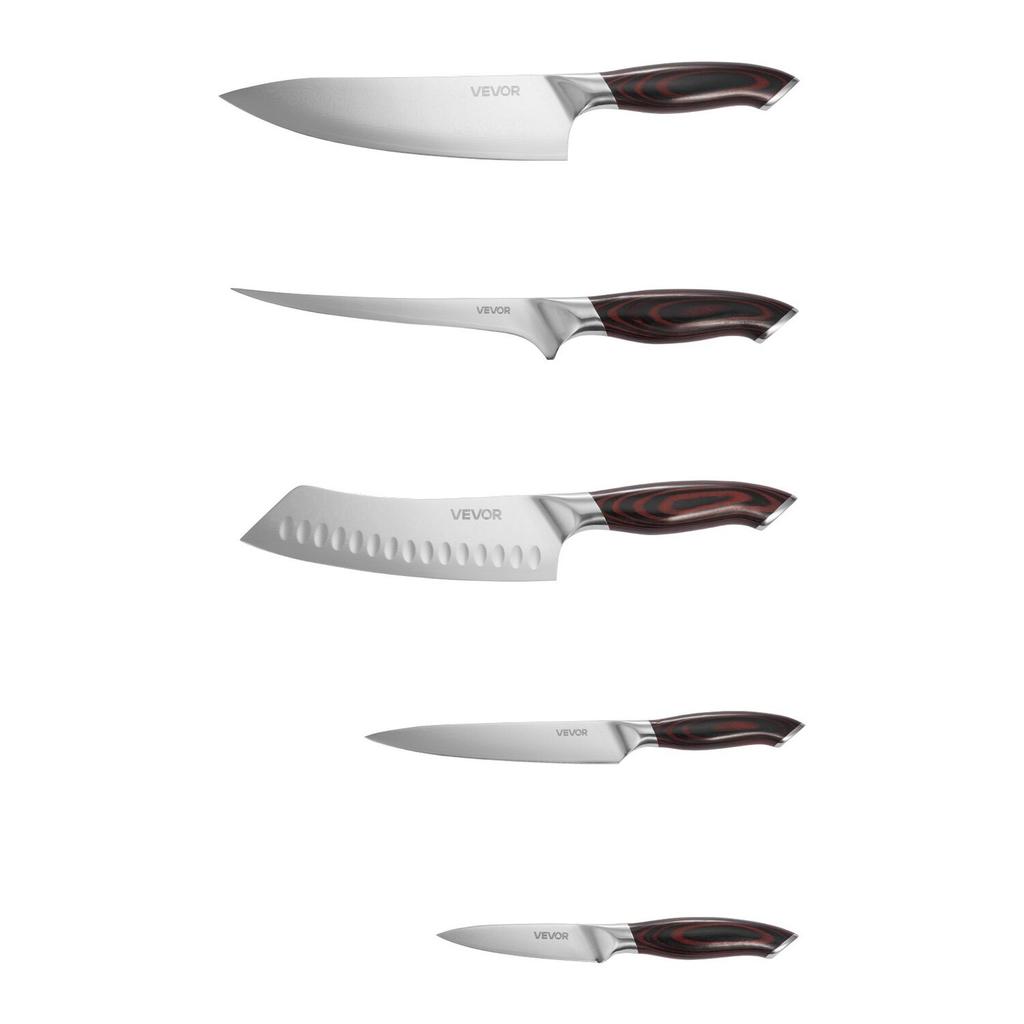 Kitchen Knife Set, 5 Piece High Carbon Stainless Steel Sharp Knife Set, Durable and Rust-Resistant, Professional Kitchen Cutlery with Ergonomic