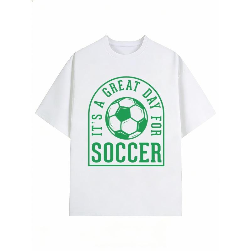 

European Size Great Day Soccer Tee for Men Graphic T Shirts White Funny Graphic Tees Everyday Wear, Suitable for The Office, Dates, And Going Out 4XL білий