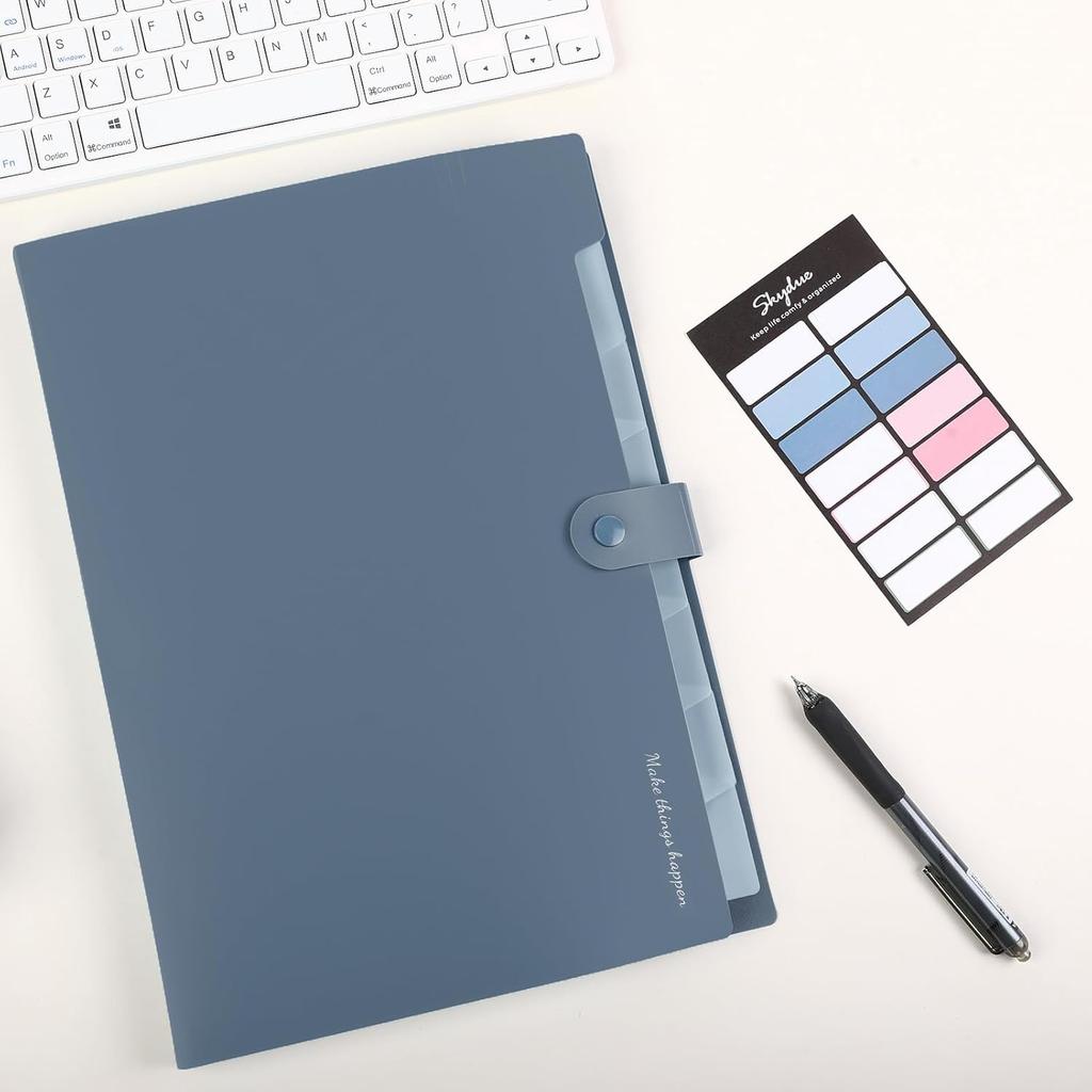 SKYDUE Expanding File Organizer with 8 Pockets, Accordion File Folders with Labels, Portable Document Paper Bill Receipt Organizer, Home College