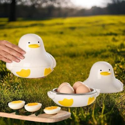 1/4 Œufs Forme Canard Dessin Animé Cuiseur Vapeur pour Œufs Micro-ondes Bouilleur Cuiseur Facile Rapide Dur Ou Mollet Cuits Vaisselle de Cuisine Extérieure