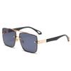 Gradual change sunset double beam square frame metal large frame sunglasses sunglasses men and women UV protection