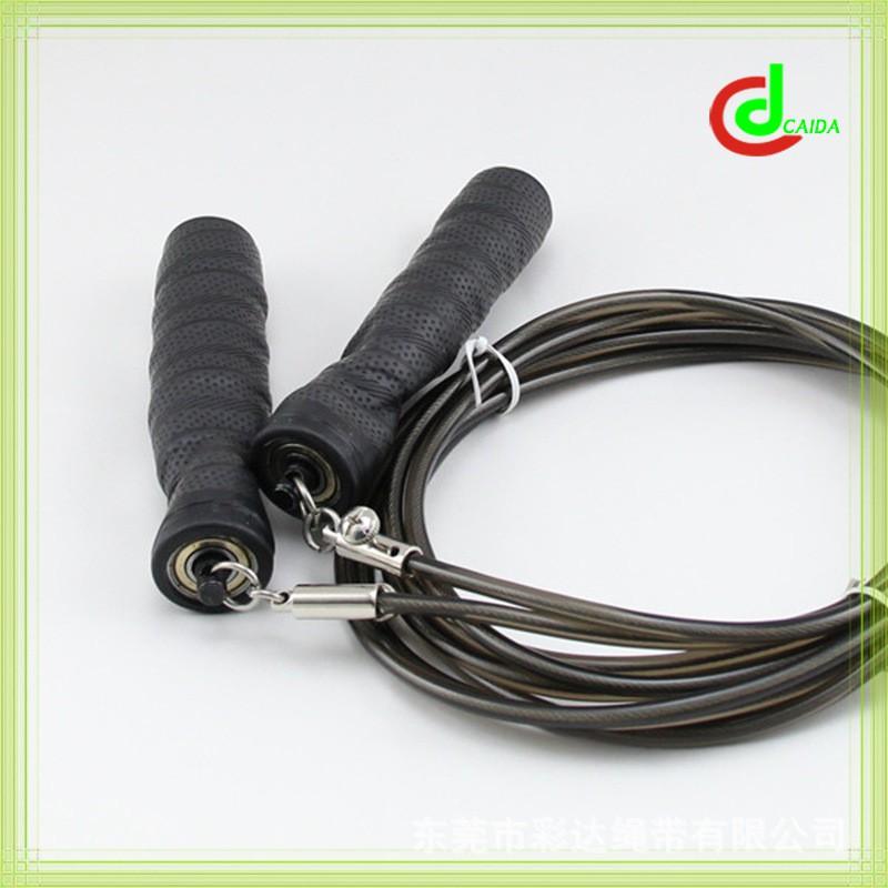 Heavy Duty Jump Rope Fitness Training With Sweat-Absorbent Handles PVC Black Transparent