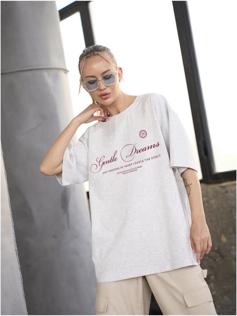 Women's Trendy Oversized 100% Cotton Short Sleeve Top