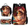 Child School Cartoon Donkeyeds Kongs Bananzaeds Backpack with Lunch Bags ,Pencil Bags ,School Bags for Boys Girls Best Gift