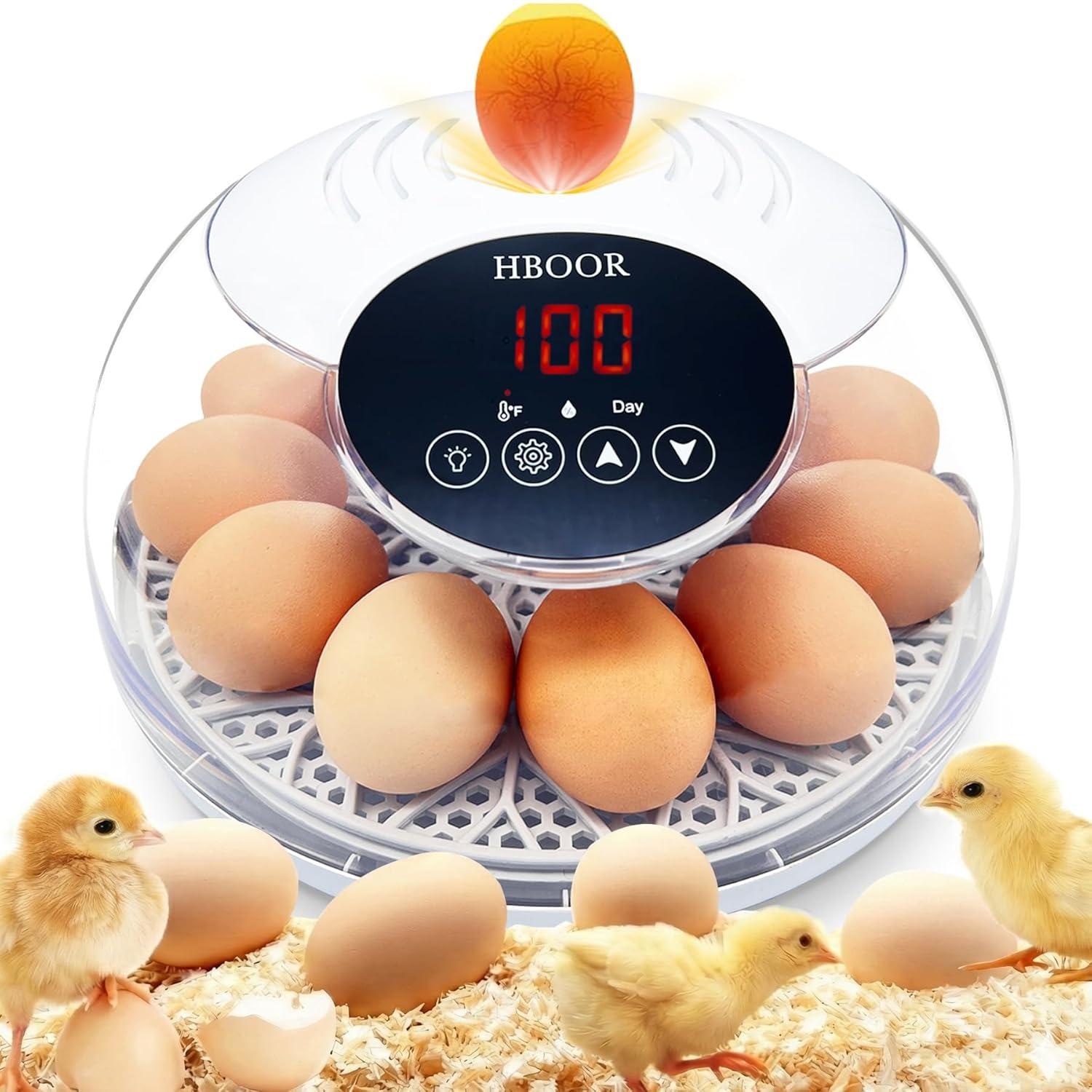 

Incubators for Hatching Eggs, 12 Egg Incubator with Automatic Egg Turning and Temperature Humidity Control, Egg Candler incubadora de huevos de білий