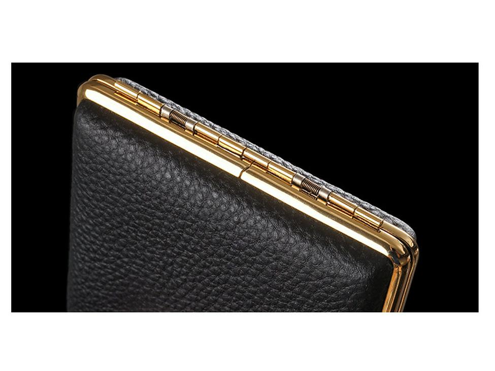 Elegant Cowhide Cigarette Case - 20-Piece Capacity, Men's Fashionable Moisture-Proof & Pressure-Proof Storage Box.
