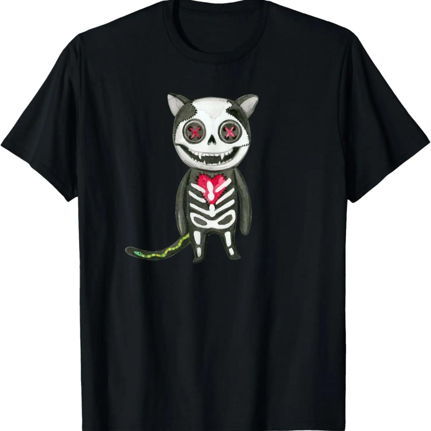 Готическая жутко-милая кукла-кот вуду Костюм кошки на Хэллоуин Футболка S