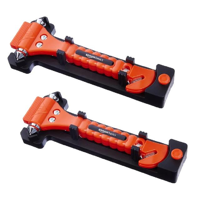 Emergency Escape Tool, Car Safety Hammer w/ Protective Bracket, Bright Orange