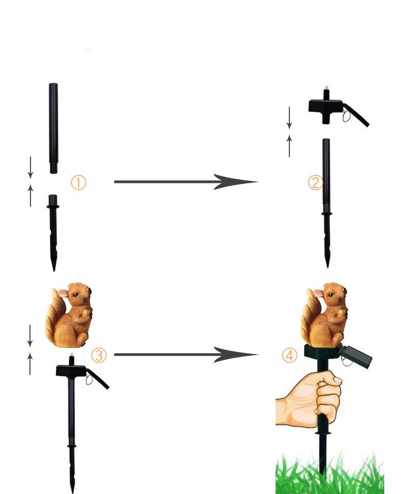 Outdoor LED Lights Resin Waterproof Resin Solar Lawn Light Squirrel Floor Lamp