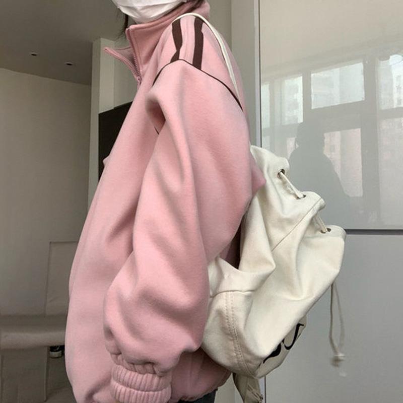 Sweatshirt-Jacke für Damen, Herbst, lockere Kapuze, warmes Sweatshirt, sportlich, lässig, Reißverschlussjacke