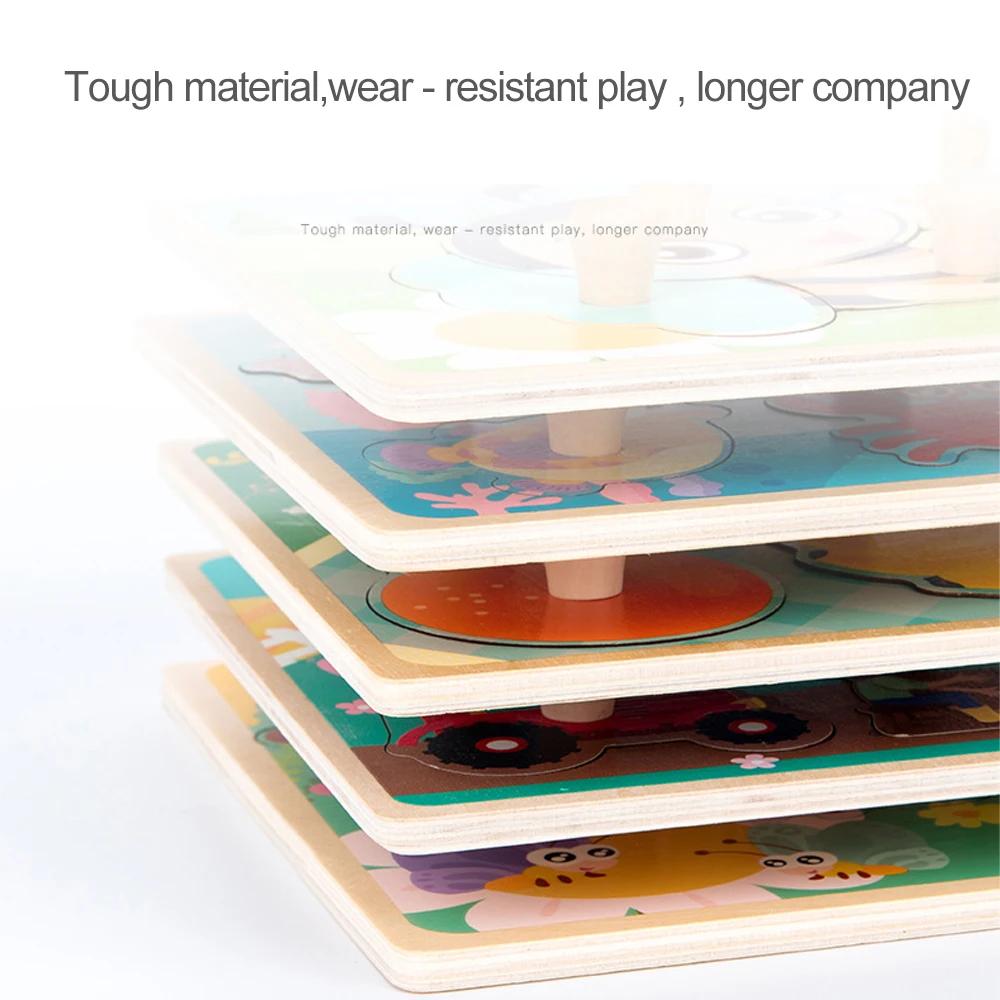 Montessori Baby Spielzeug 3D Holzpuzzles Kinder Handkratzbrett Puzzle Kinder Frühes Lernen Bildung Obst Kognitives Spielzeug