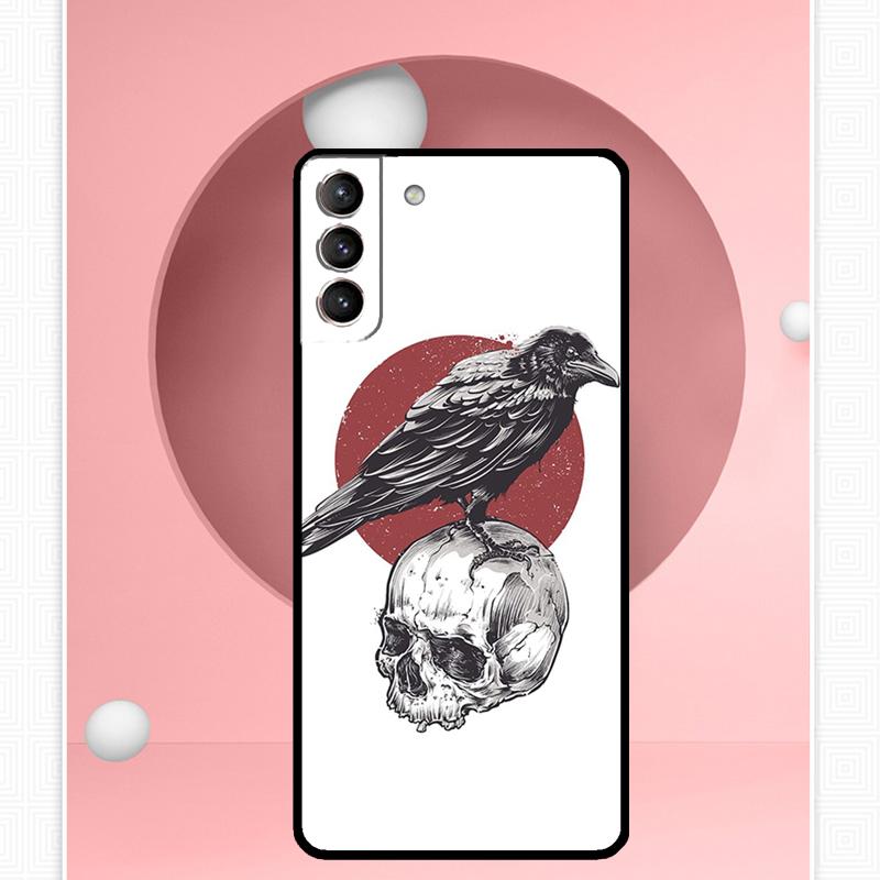 Crow Raven Dark Skull Case For Samsung Galaxy S24 Ultra S22 Plus S20 S21 FE S8 S9 S10 Note 10 20 S23 Ultra Cover