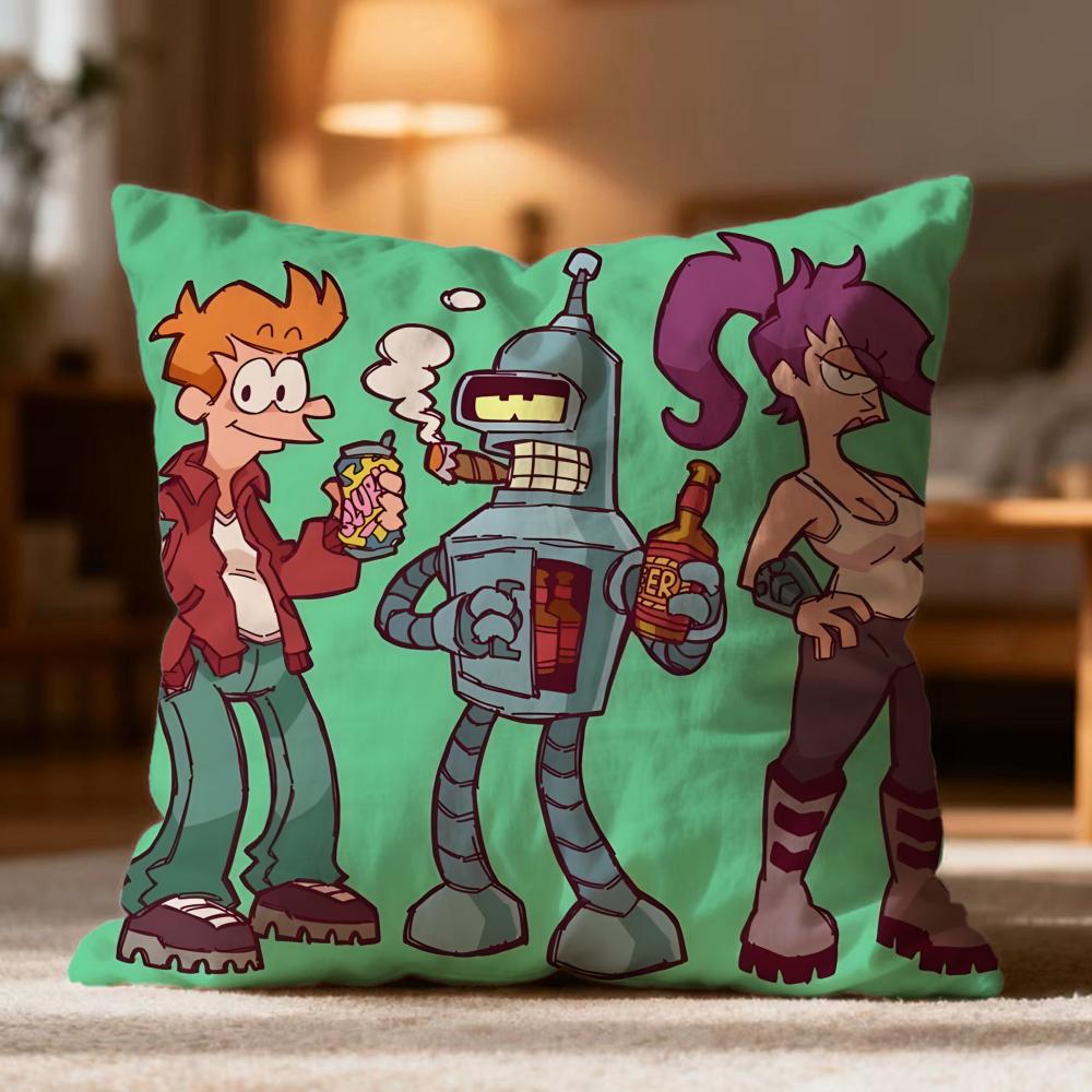 Popular FFuturamaes Cushion Cover Soft Washable Pillow Case Multi-Scene for Couch Bed Travel Office Use