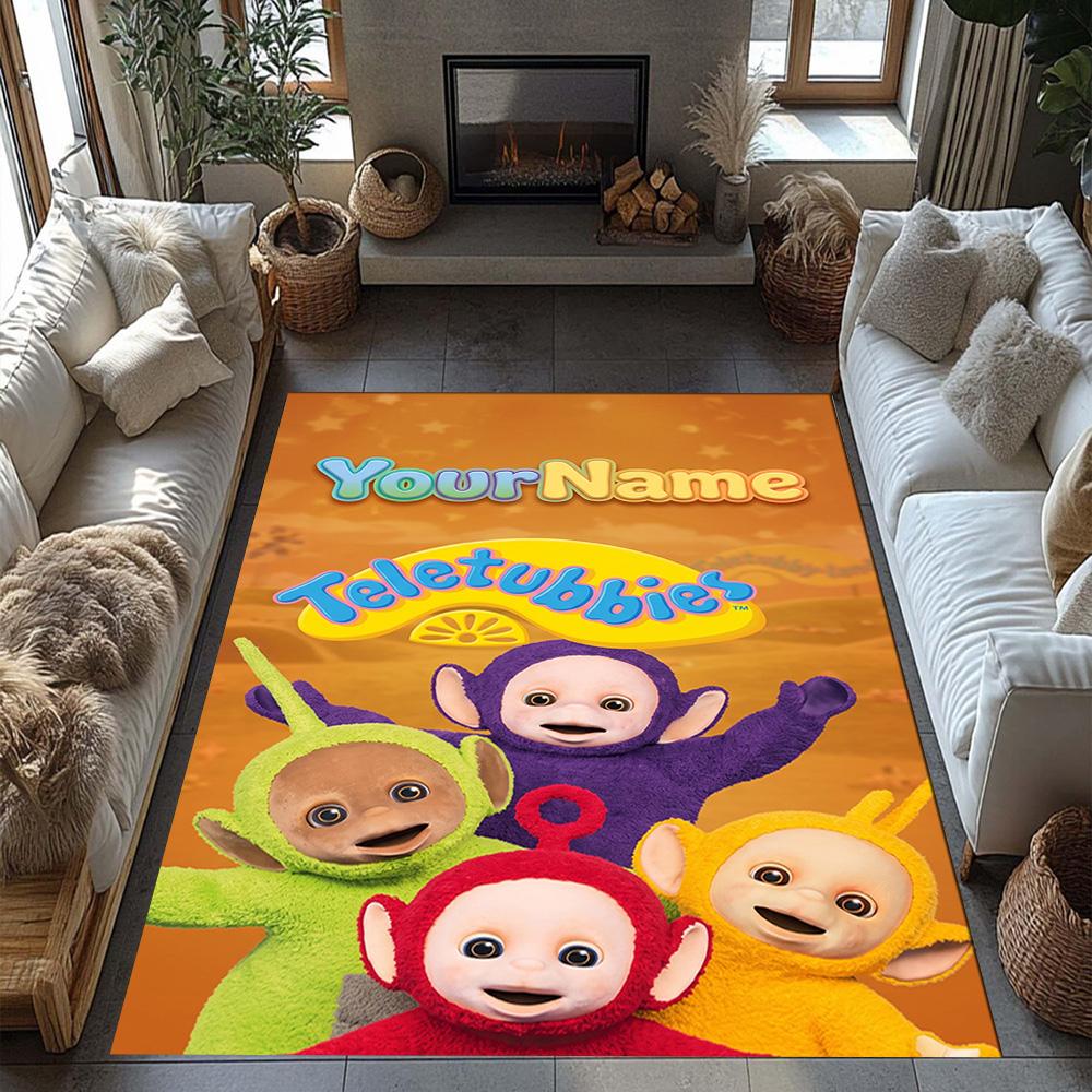 Teletubbies Customizable Name Carpet Suitable for Bedrooms Game Room Dormitory Playrooms Anti-slip Rug Decorate Offices Birthday/Christmas Gift