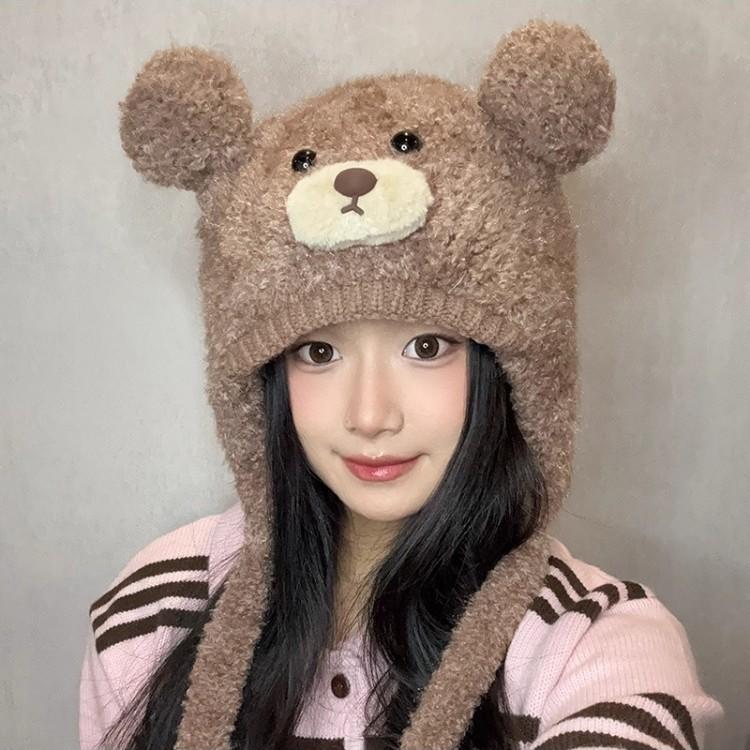 Niedlicher und süßer Bären-Plüsch-Strickmütze Kinder vielseitig Gesicht zeigen klein groß Kopfumfang warmer Gehörschutz Kopfbedeckung