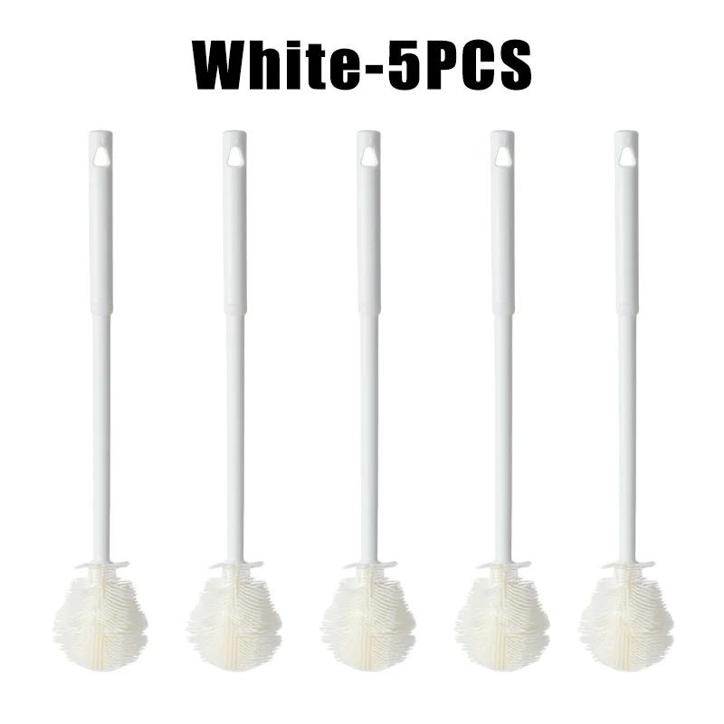 New Silicone Cup Brush Folding Brush Head Long Handle Cup Scrubber White Kitchen Cleaning Tool Feeding Bottle