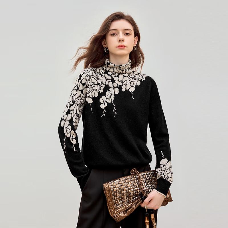 Tachi Damen Eleganter Jacquard Rollkragenpullover