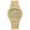 Éléments hip-hop européens et américains mode montres pour hommes et femmes tout en diamants carrées grandes montres dorées tendance mode bracelet en acier montres à quartz