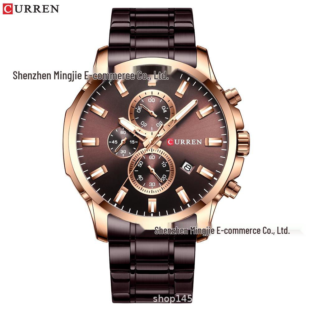 CURREN 8348 Multifunctional Men s Quartz Watch - Simple, Waterproof, Steel Band, Sports Design