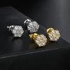 Blumen Iced Out CZ Ohrringe Goldfarbe Hip Hop Schraubohrstecker Für Damen Herren Cool Punk Hip Hop Schmuck Geschenke Großhandel OHE175