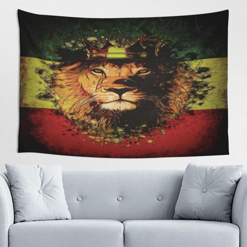 

Ragga Lion King Theme Wall Hanging Tapestry Polyester Digital Print Decorative for Living Room Bedroom Office Gift 74x94cm(29x37in)