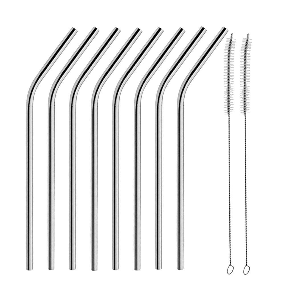 

8 длинных соломинок для питья из нержавеющей стали, подходят для чашек объемом 20 унций и 30 унций, матовые, в комплекте