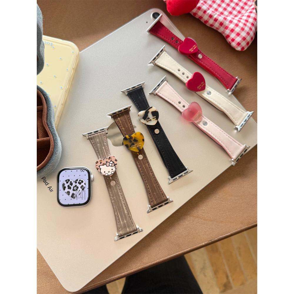 Heart Pattern Leather Loop Strap, Cute Style For Apple Watch Ultra 11/10/9/8/7/6 38/40/41/42/44/45/46/49mm Universal Watch Band