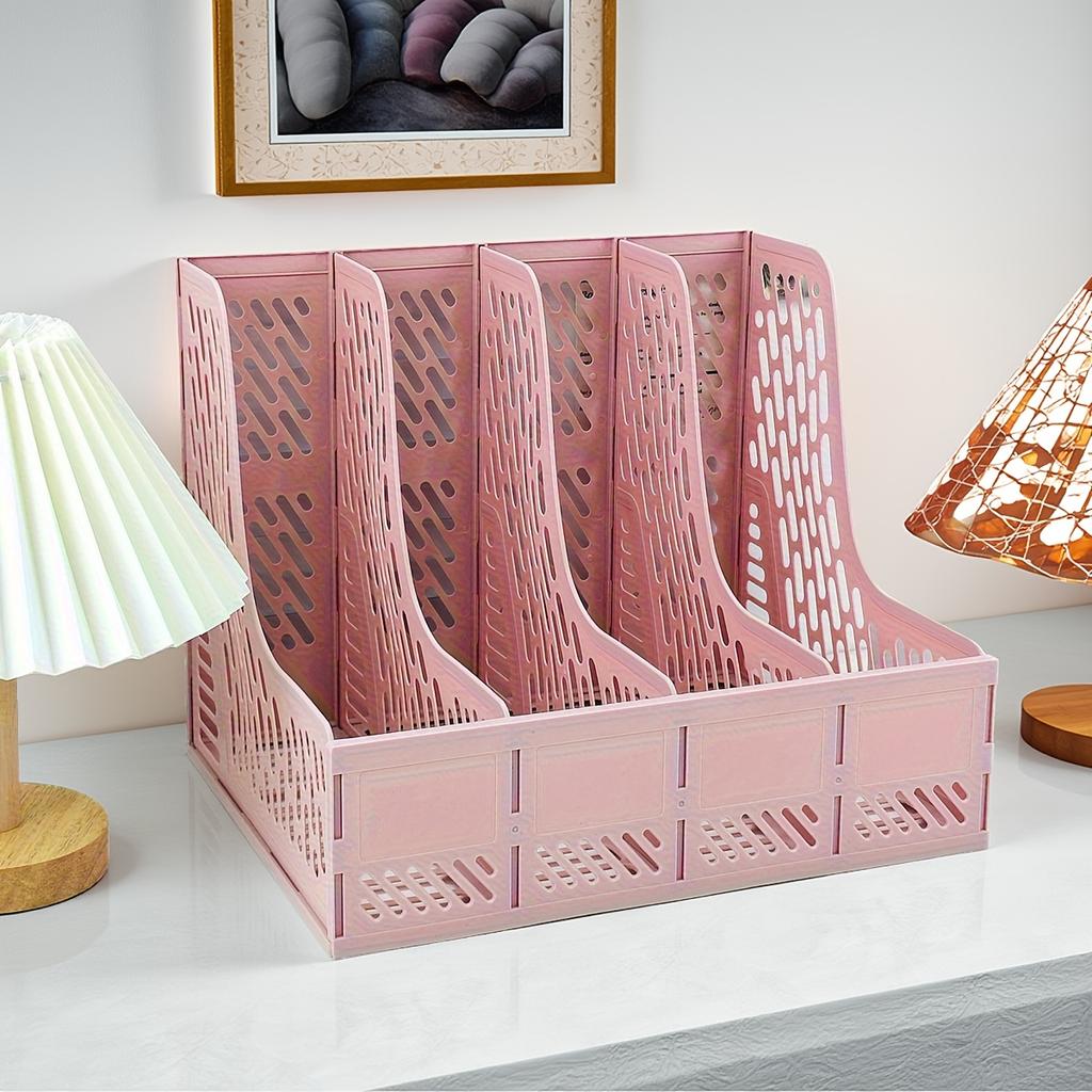 Splicable Plastic Desktop File Rack Vertical A4 Document Holder Multi-grid Magazine Organizer Office Stationery Storage